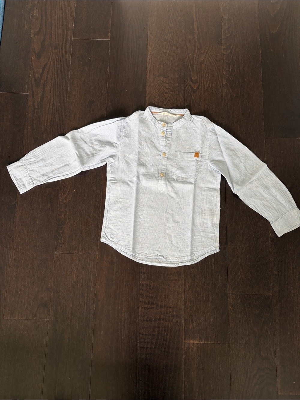 H&M Light Blue Boys Button-Front Collarless Shirt